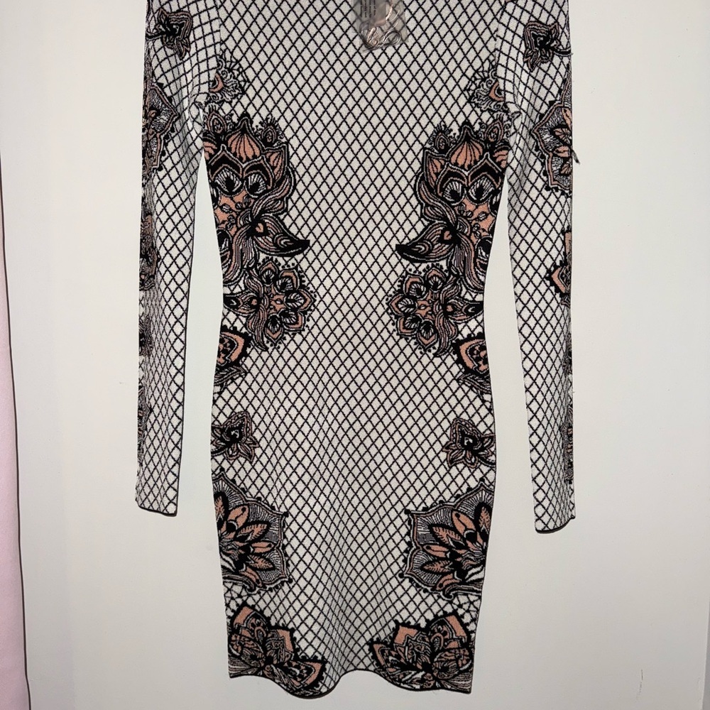 Elegant Black and Pink Floral Mesh Dress